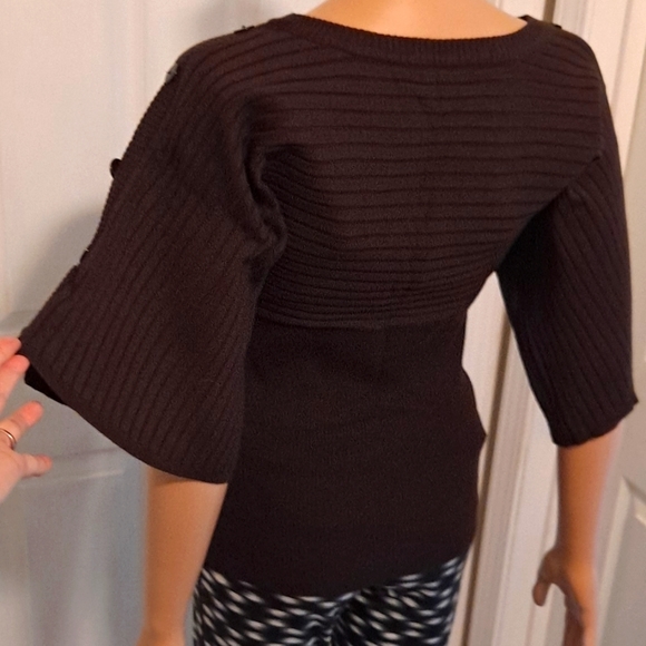 Joseph A. Lightweight Scoop Neck Brown Sweater - Picture 7 of 8